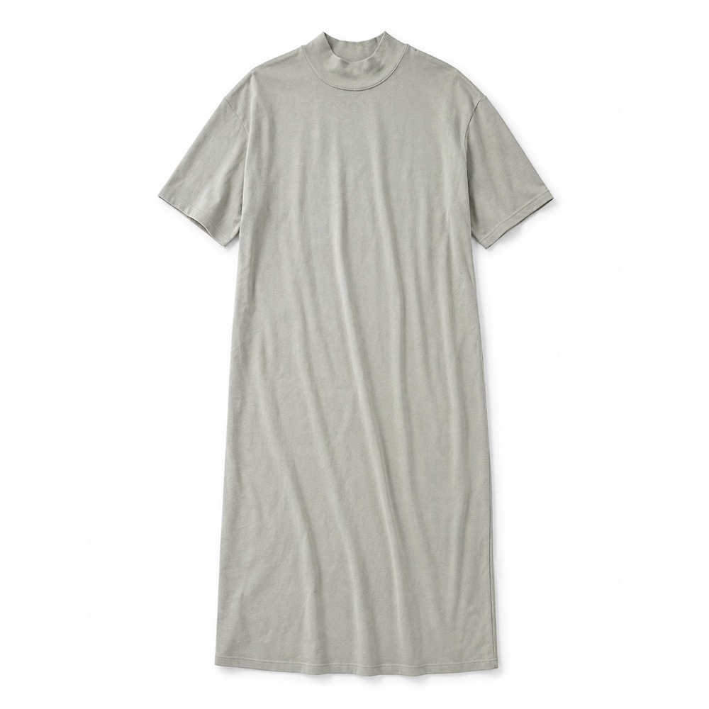 Zara Mock Neck Short Sleeve Midi Dress khaki Size Medium
